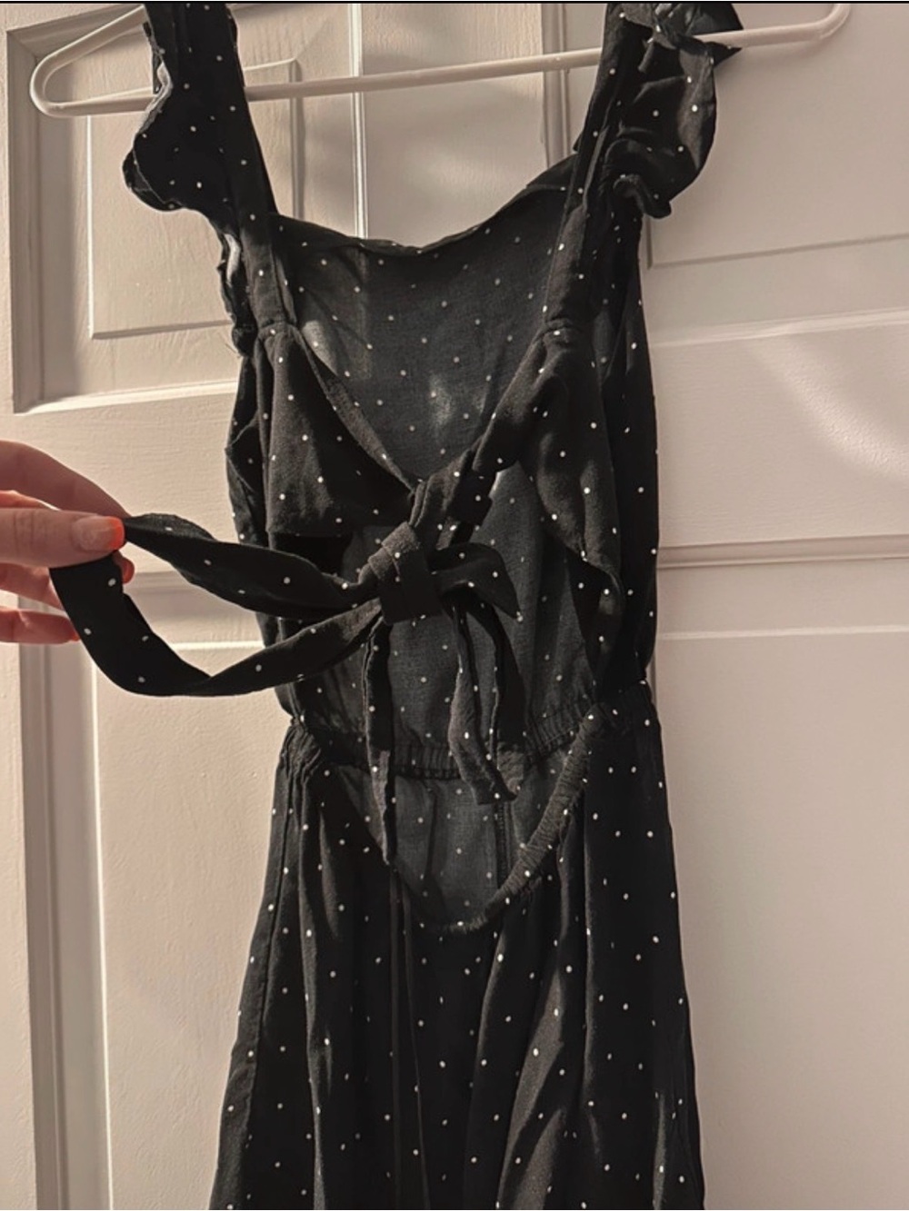 H&M Black with White Polka Dot Ruffled Strap Romper - Picture 3 of 4
